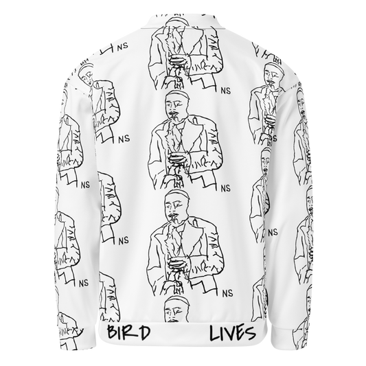 "Bird Lives" Charlie Parker design light bomber jacket