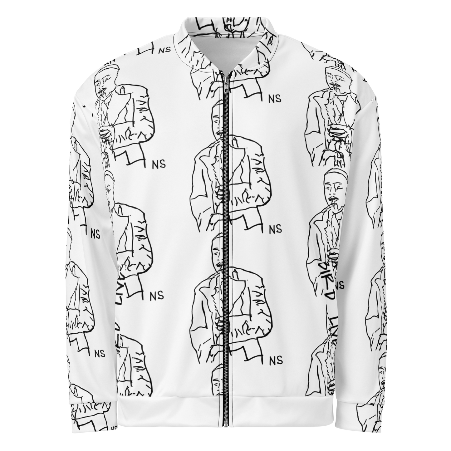 "Bird Lives" Charlie Parker design light bomber jacket